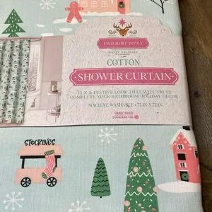 Twilight Town | Bath | Twilight Town Pastel Christmas  Twilight Town Pastel Christmas Gingerbread Shower Curtain main image 0